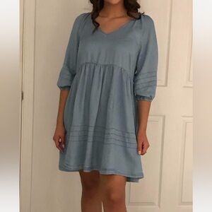 Forever 21 Light Blue Mini Dress w/ 3/4 Sleeves - Womens medium